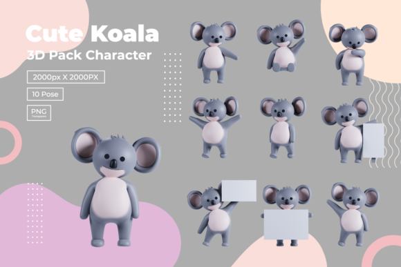 3D Pack Cute Animal Koala