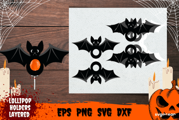 3D SVG Bat Lollipop Holder
