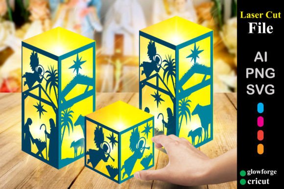 3D SVG Nativity Ornament Lantern