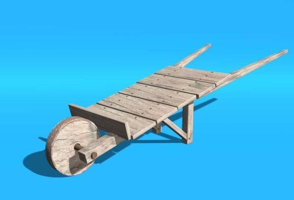 3D SVG Old Wooden Wheelbarrow