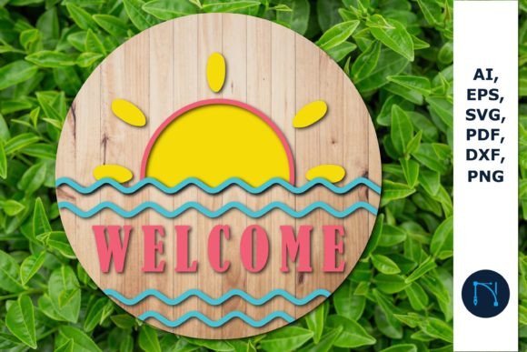 3D SVG Summer Round Sign Design