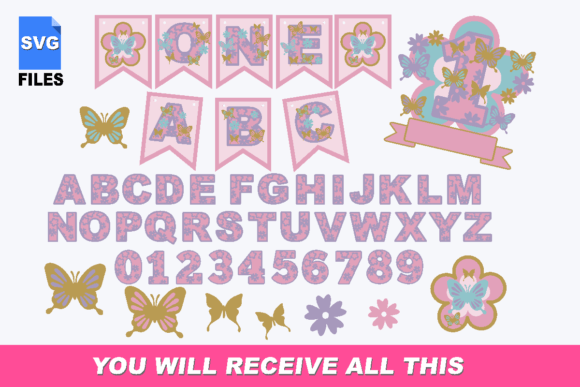 Butterfly Alphabet Banner with Numbers