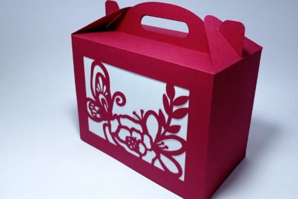 Butterfly and Flowers Gable Box 3D SVG