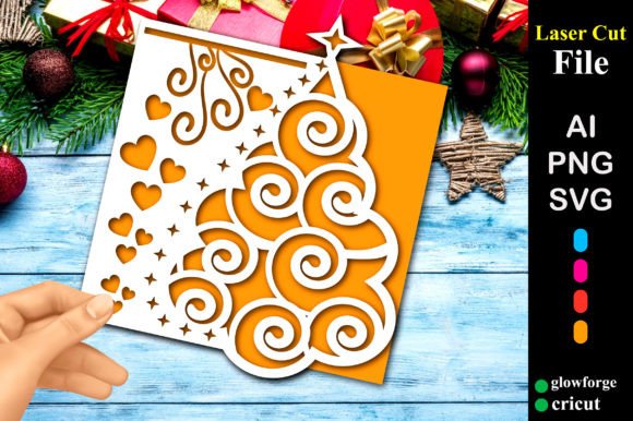 Cute Christmas Tree Papercut Card 3D SVG