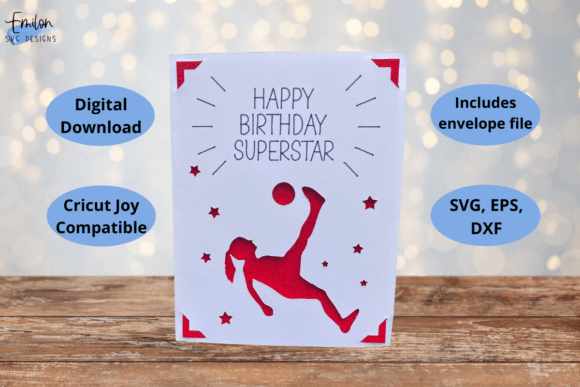 Girls Football Birthday Insert Card SVG
