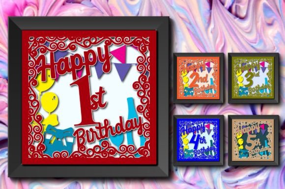 Happy Birthday Shadow Box 1st to 5th