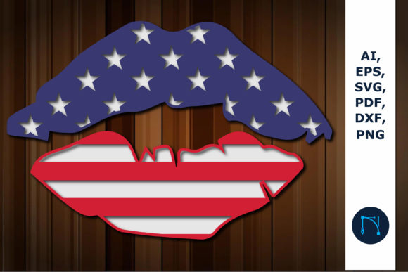 Layer American Flag in Lip SVG Cut File