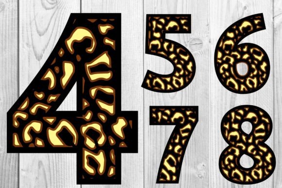 Leopard Number 0-9 Paper Cut SVG