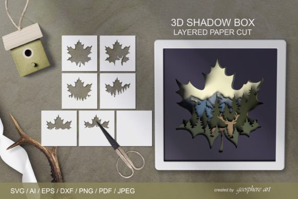 Maple Leaf Layered Papercut Shadow Box