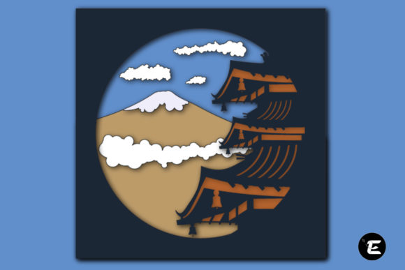 Mount Fuji 3D SVG for Shadow Boxes