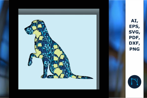 Multilayer Dog Shadow Box SVG with Leaf