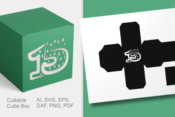 Number 15 Cube Gift Box Template SVG