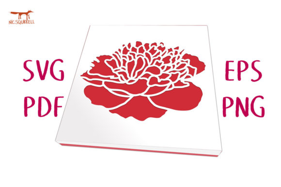 Peony Shallow Lidded Box SVG Cut File