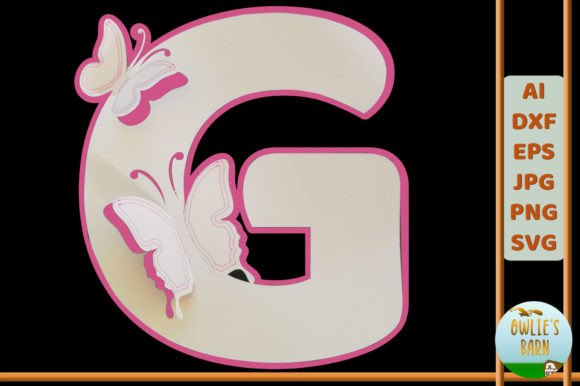 Popup Butterfly Monogram G 3D SVG Shapes