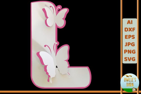 Popup Butterfly Monogram L 3D SVG Shapes
