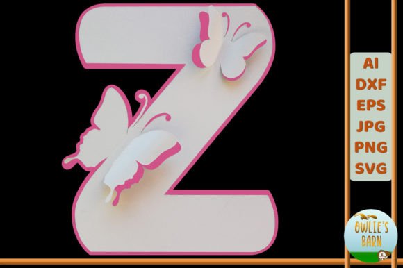 Popup Butterfly Monogram Z 3D SVG Shapes