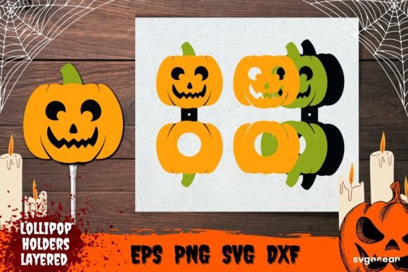 Pumpkin Lollipop Holder 3D SVG Shapes