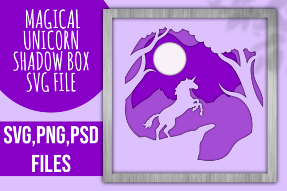 Unicorn 3d Layered Shadowbox Papercut