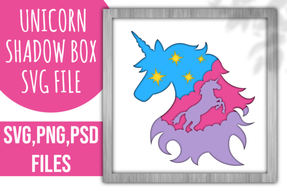 Unicorn 3D SVG for Shadow Boxes